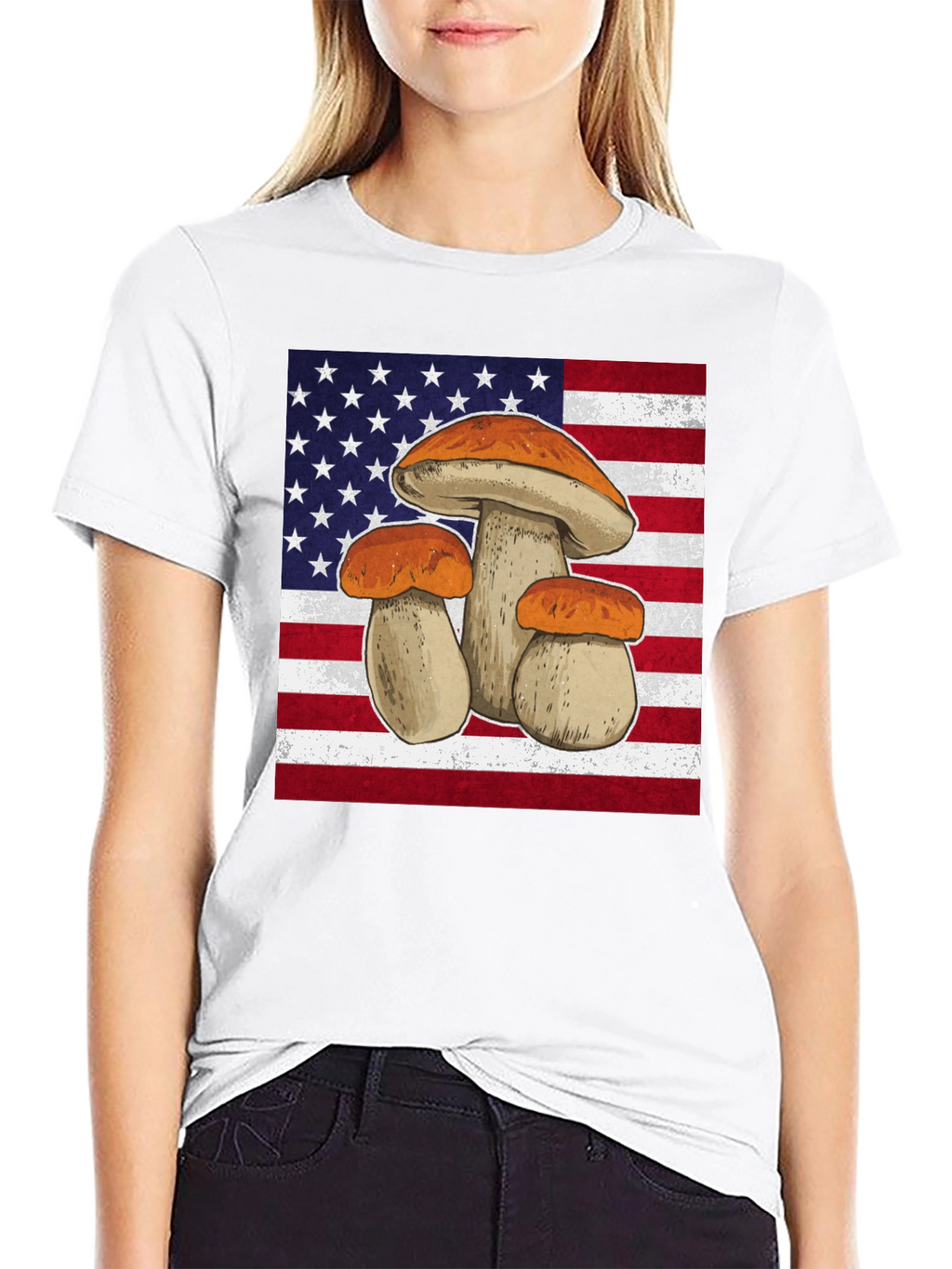 Mushroom USA Flag Graphic T-Shirt