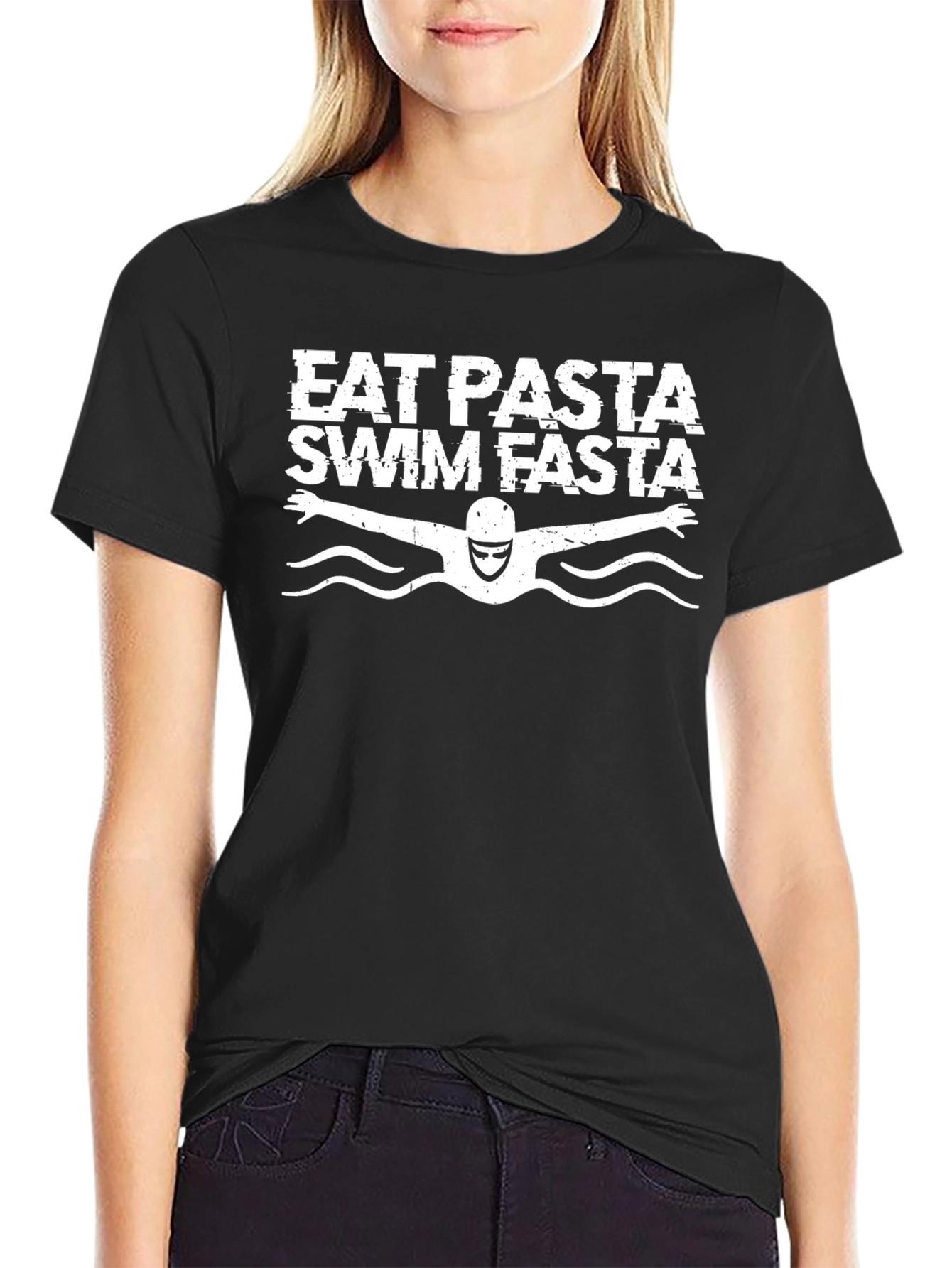 Eat Pasta Swim Fasta T-Shirt Funny Swimmer Tee