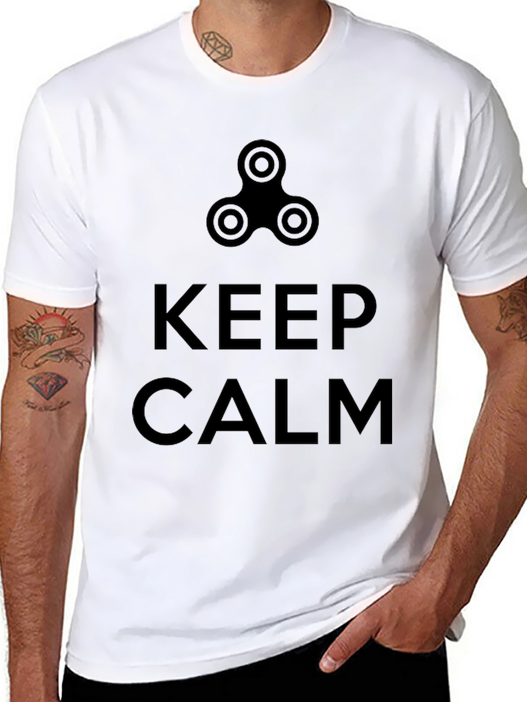Keep Calm Fidget Spinner T-Shirt - Cool Graphic Tee