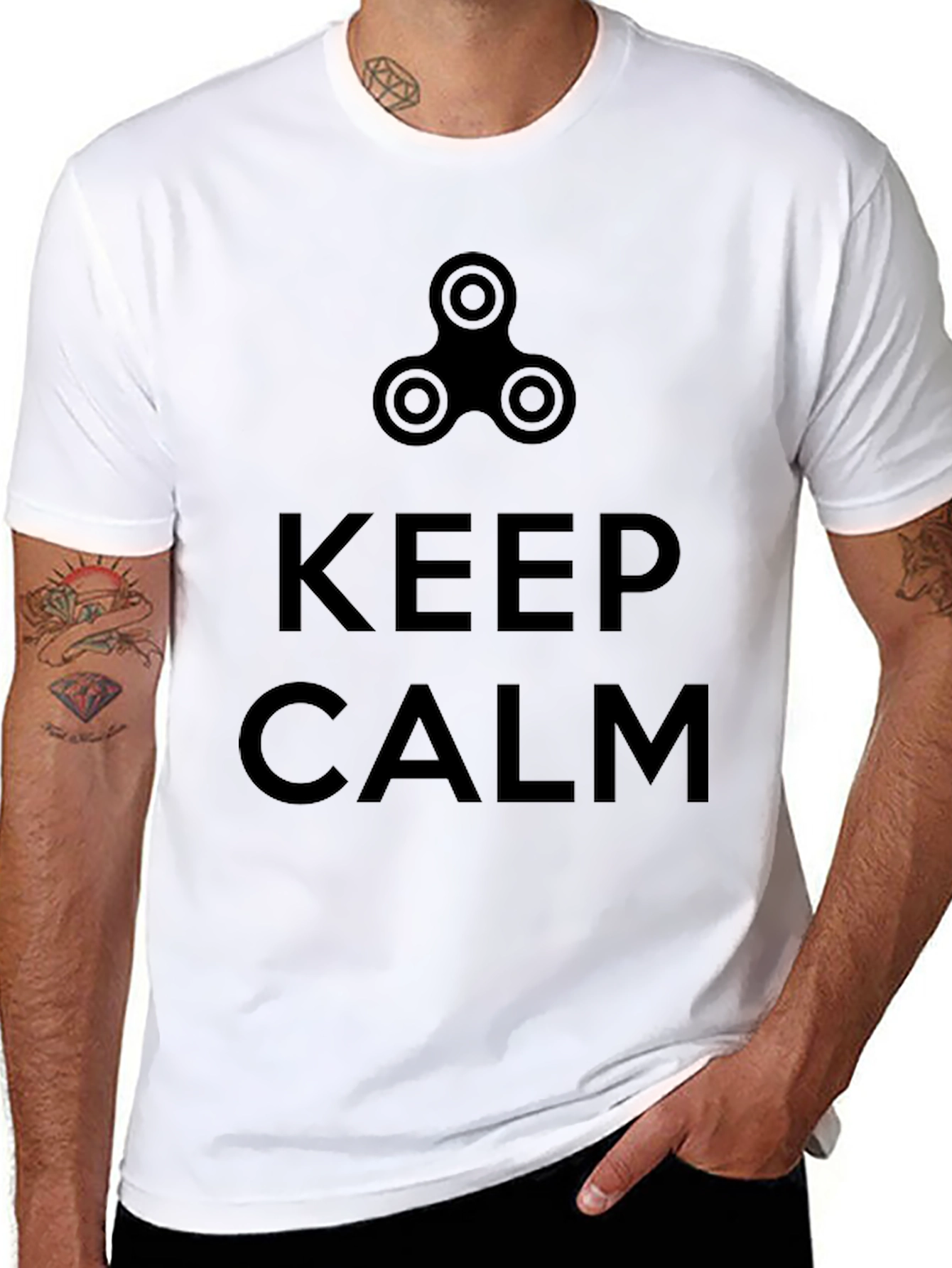 Keep Calm Fidget Spinner T-Shirt - Cool Graphic Tee