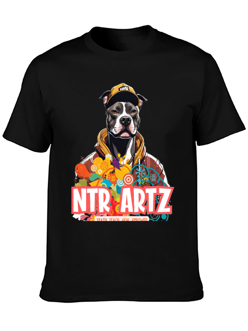 NTR Artz Dog Graphic Black T-Shirt