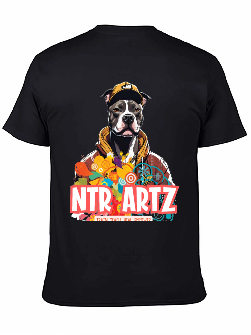 NTR Artz Dog Graphic Black T-Shirt