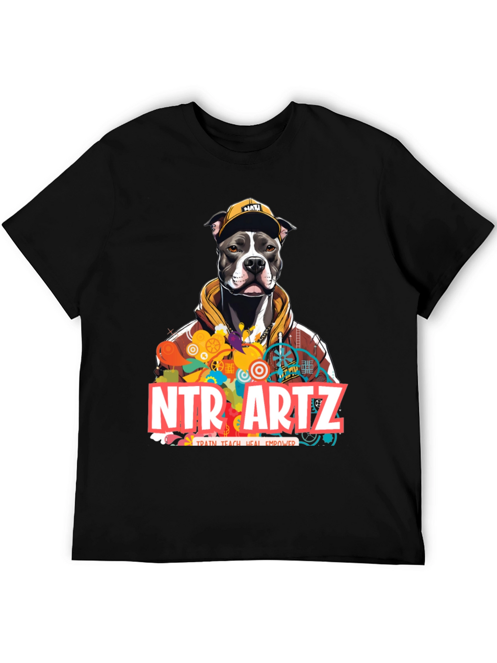 NTR Artz Dog Graphic Black T-Shirt