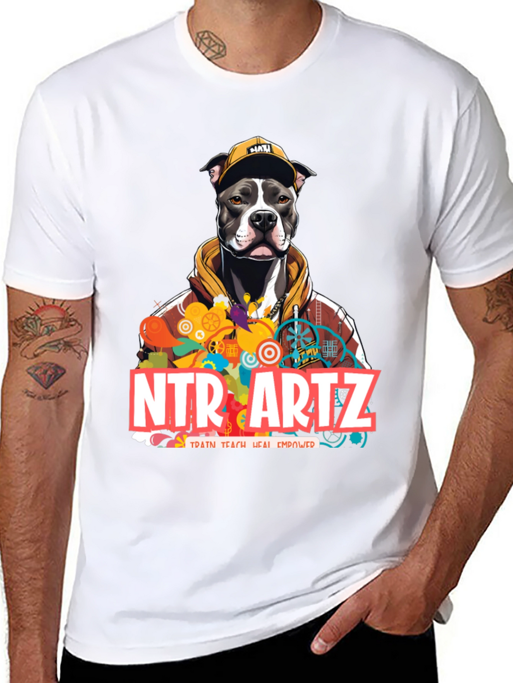 NTR Artz Dog Graphic Black T-Shirt