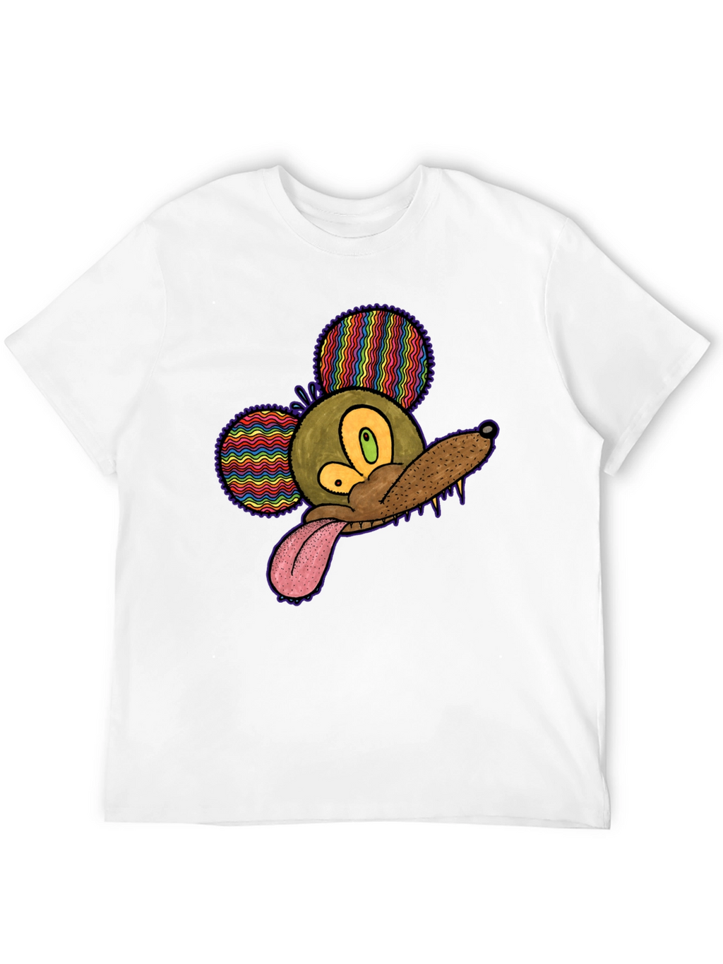 Psychedelic Mouse Head Black T-Shirt