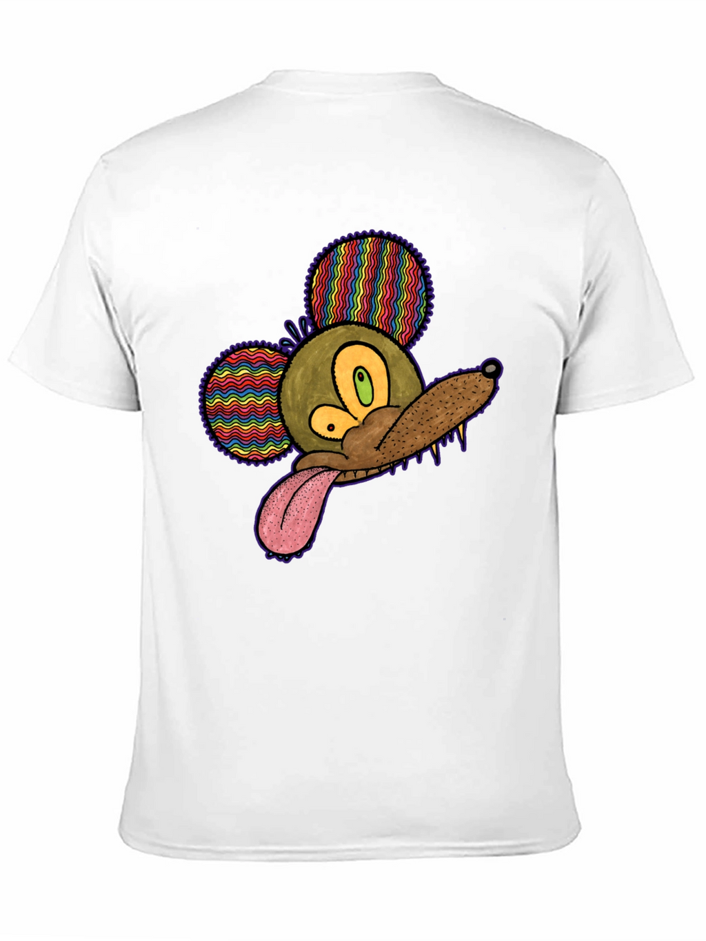 Psychedelic Mouse Head Black T-Shirt