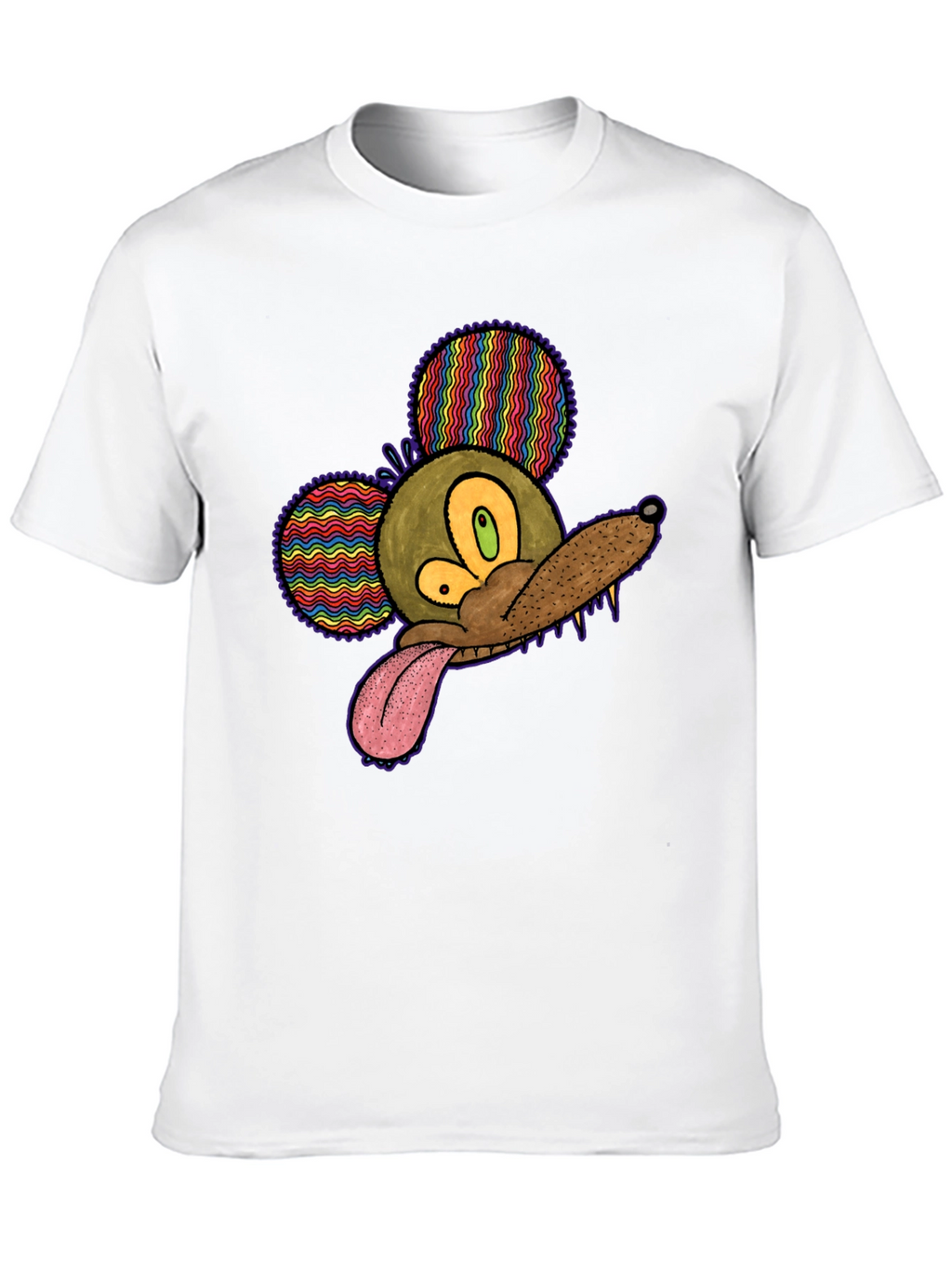 Psychedelic Mouse Head Black T-Shirt