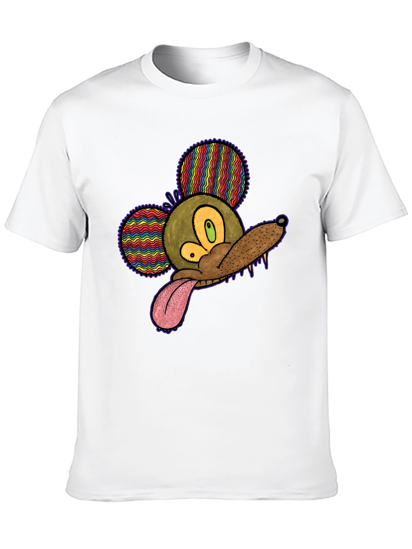 Psychedelic Mouse Head Black T-Shirt