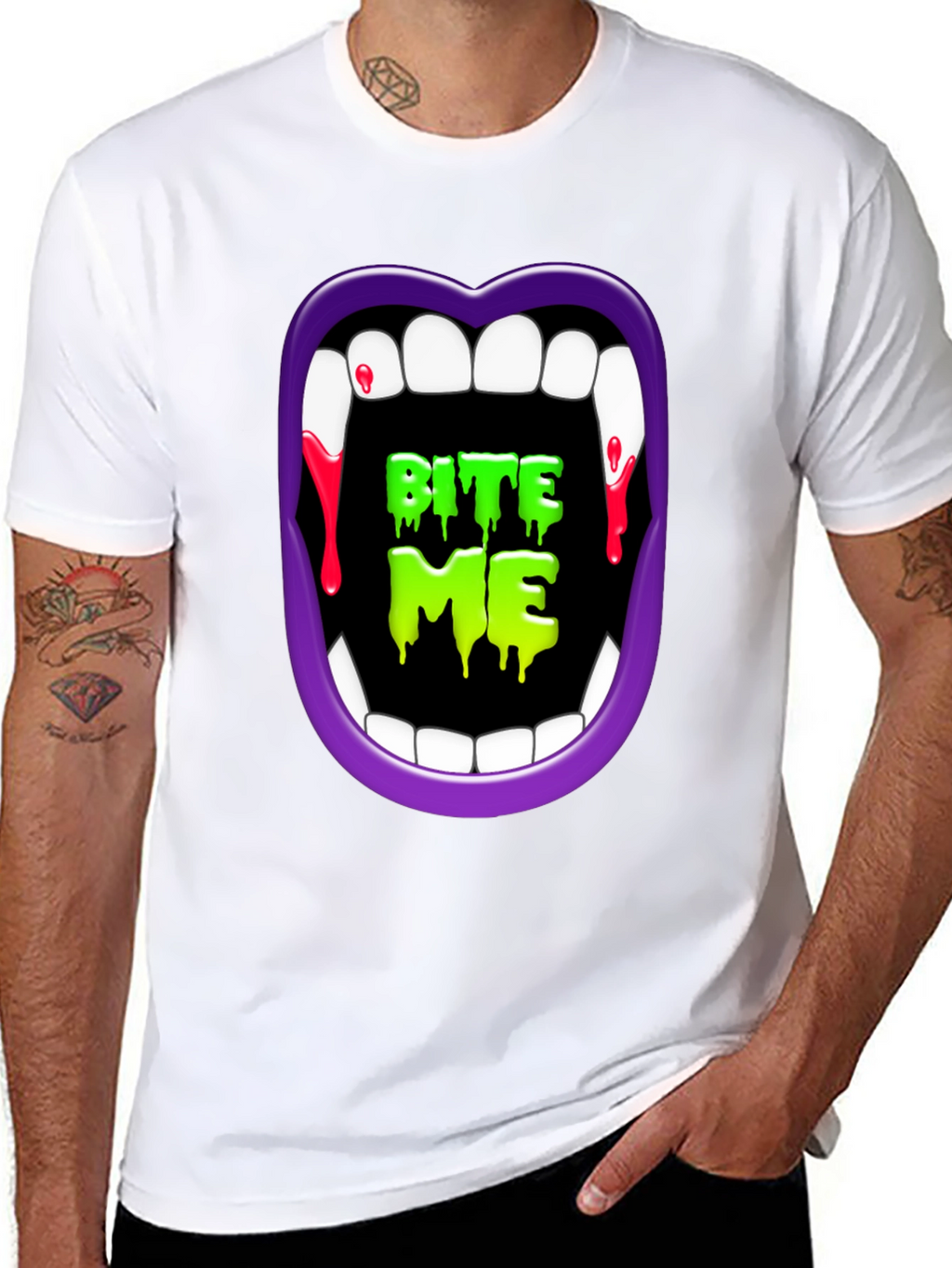 Bite Me Vampire Halloween Graphic Tee