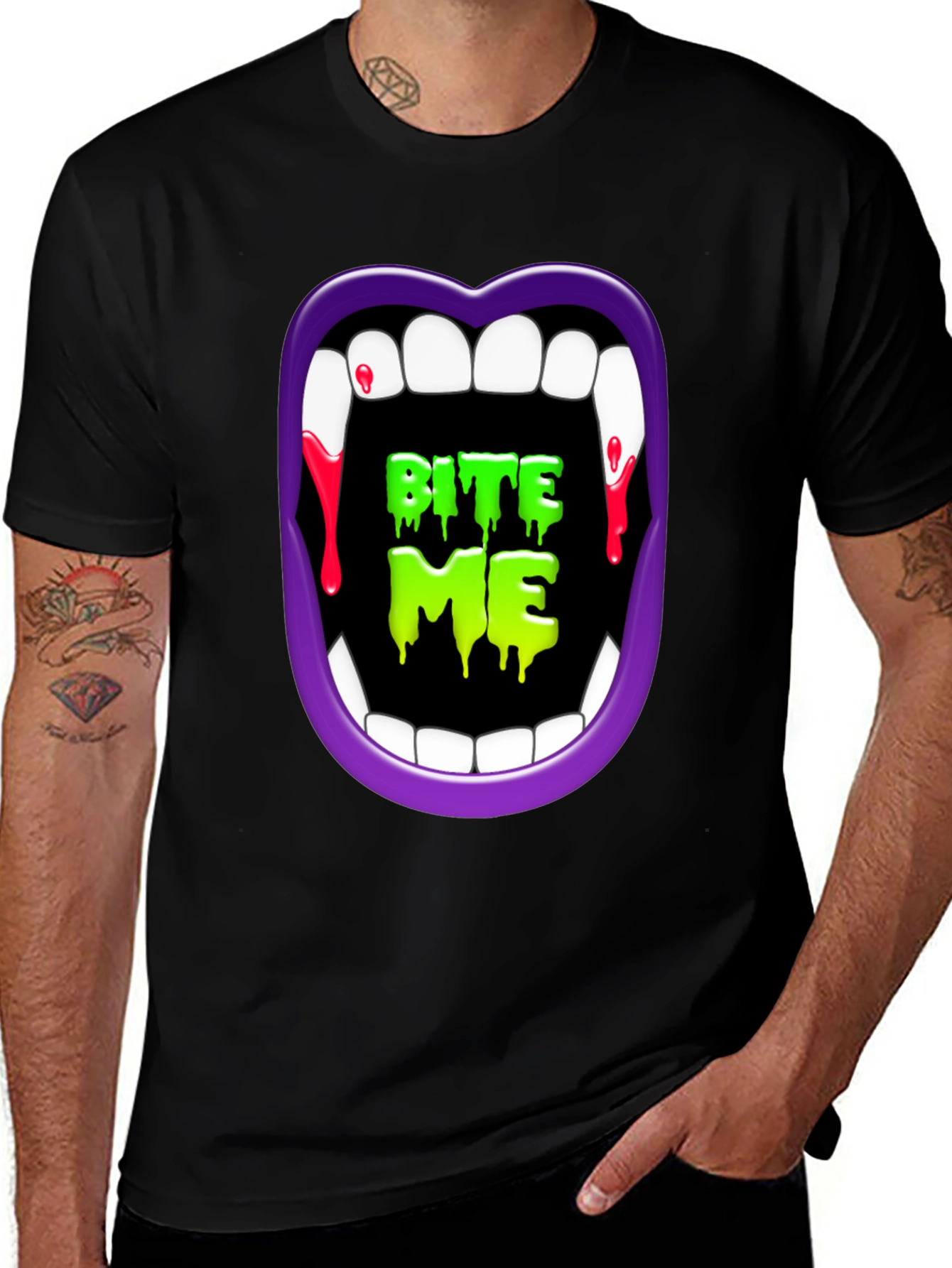 Bite Me Vampire Halloween Graphic Tee