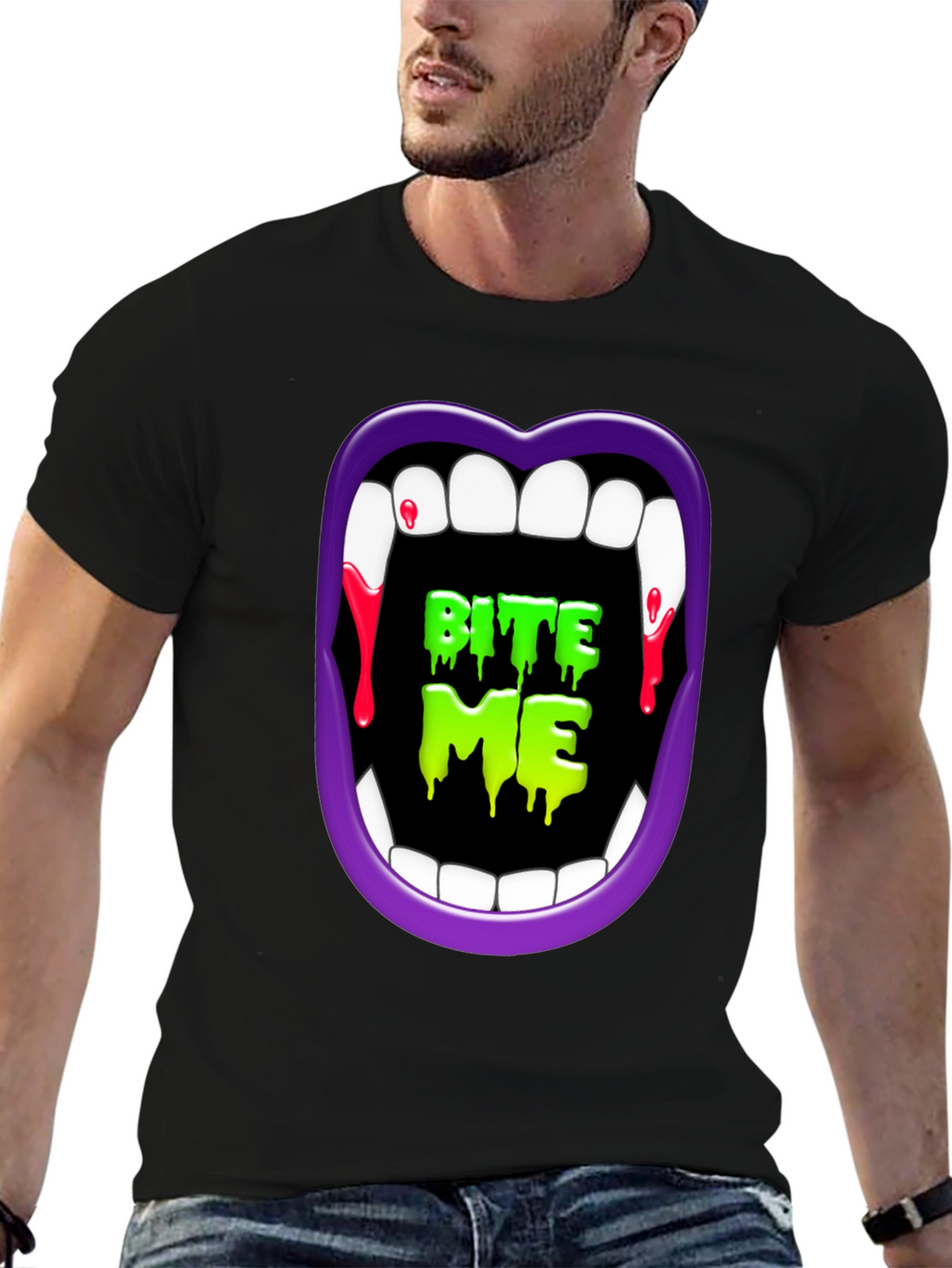 Bite Me Vampire Halloween Graphic Tee