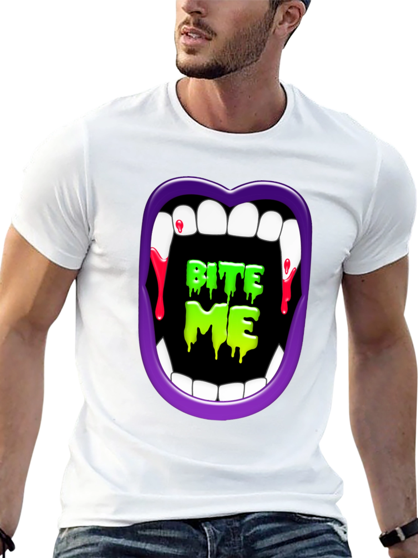 Bite Me Vampire Halloween Graphic Tee