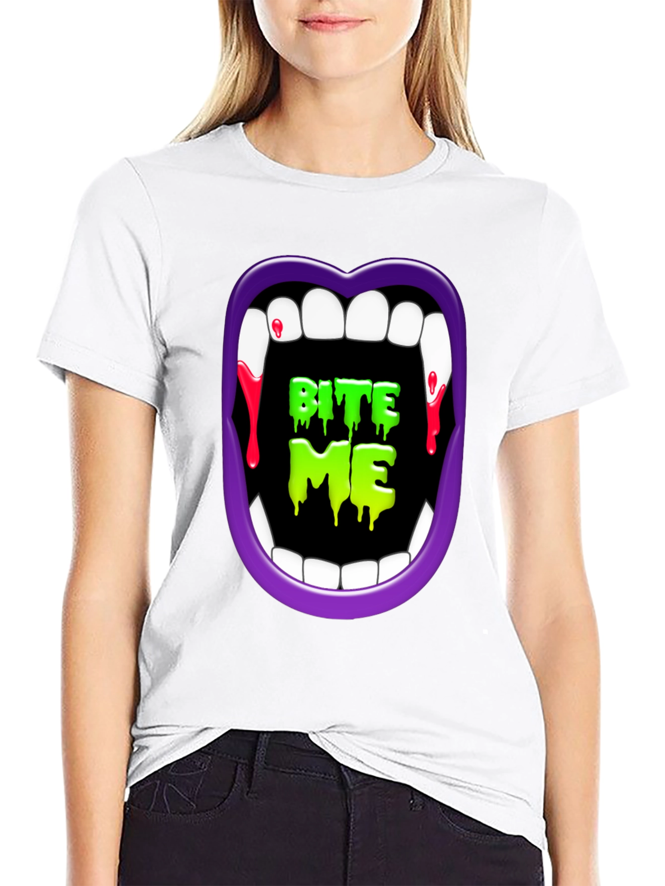Bite Me Vampire Halloween Graphic Tee