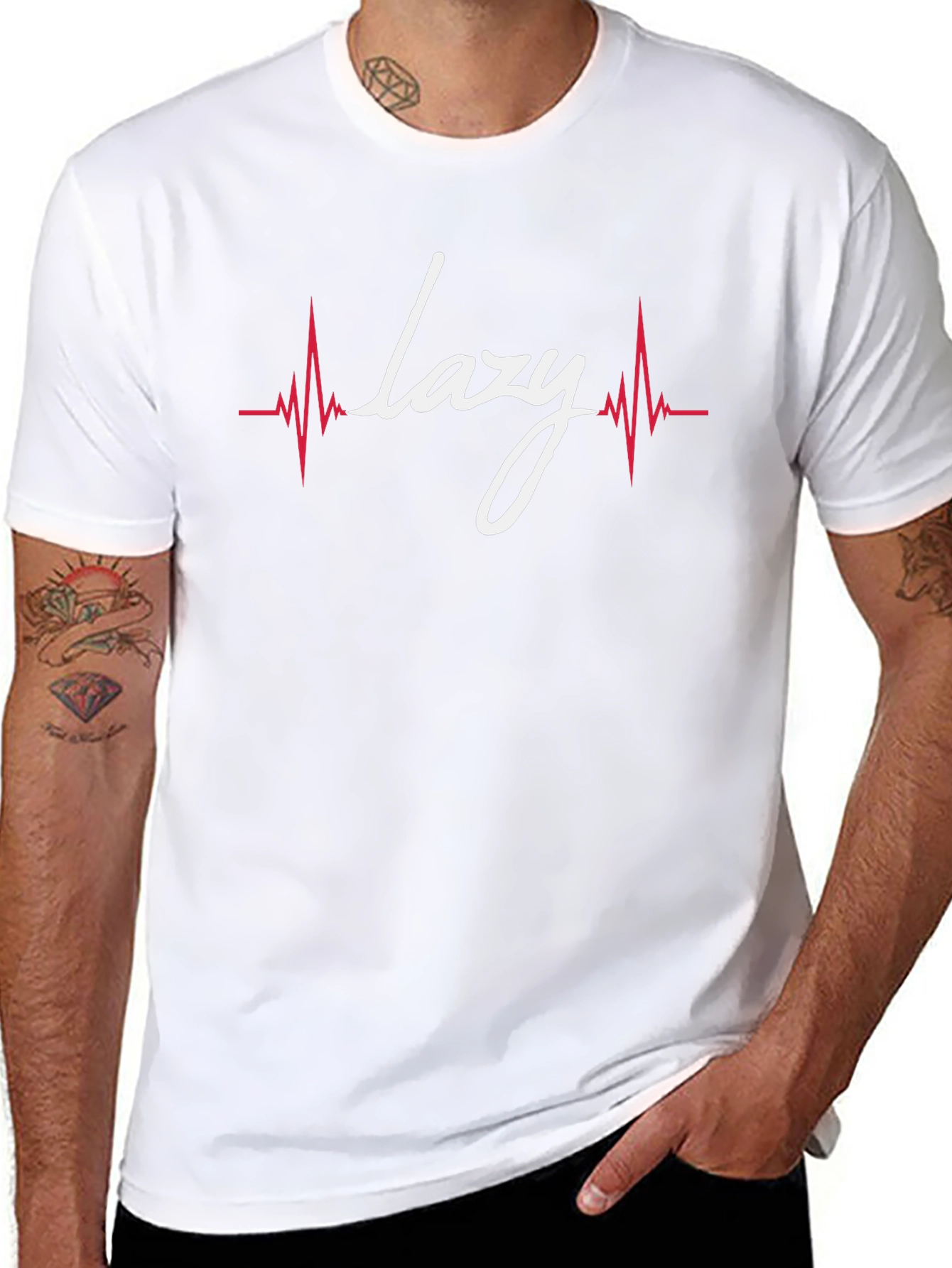 Lazy Heartbeat Graphic Tee - Black Cotton T-Shirt