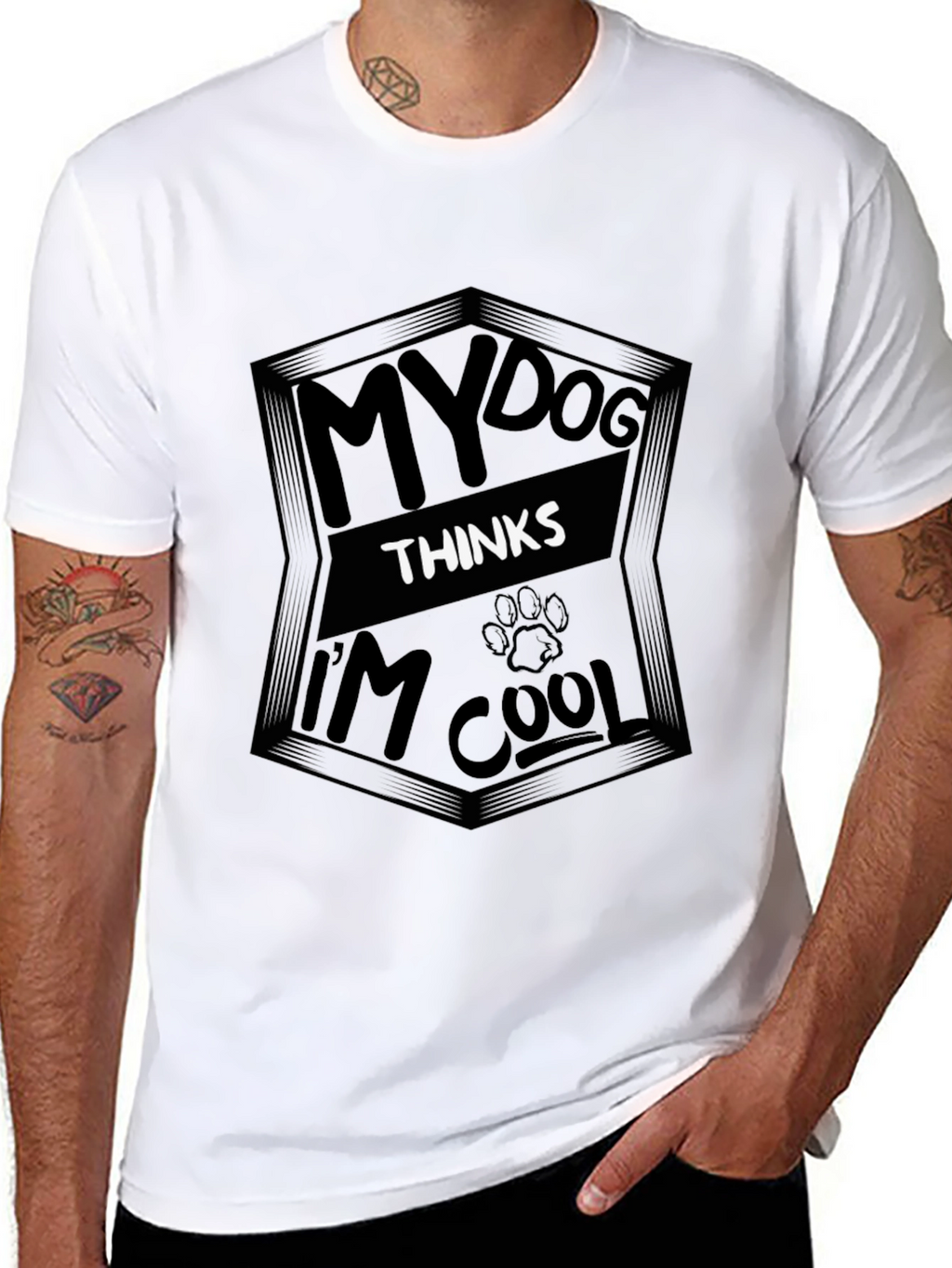 My Dog Thinks Im Cool Black T-Shirt