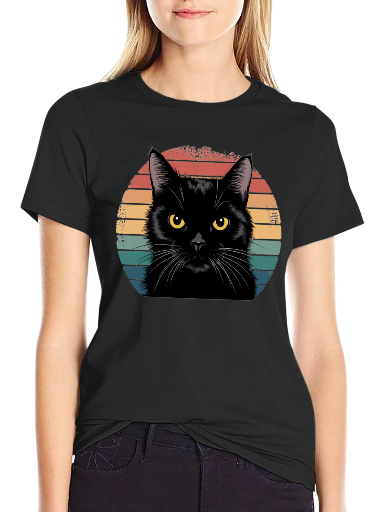 Retro Black Cat T-Shirt - Vintage Style Tee