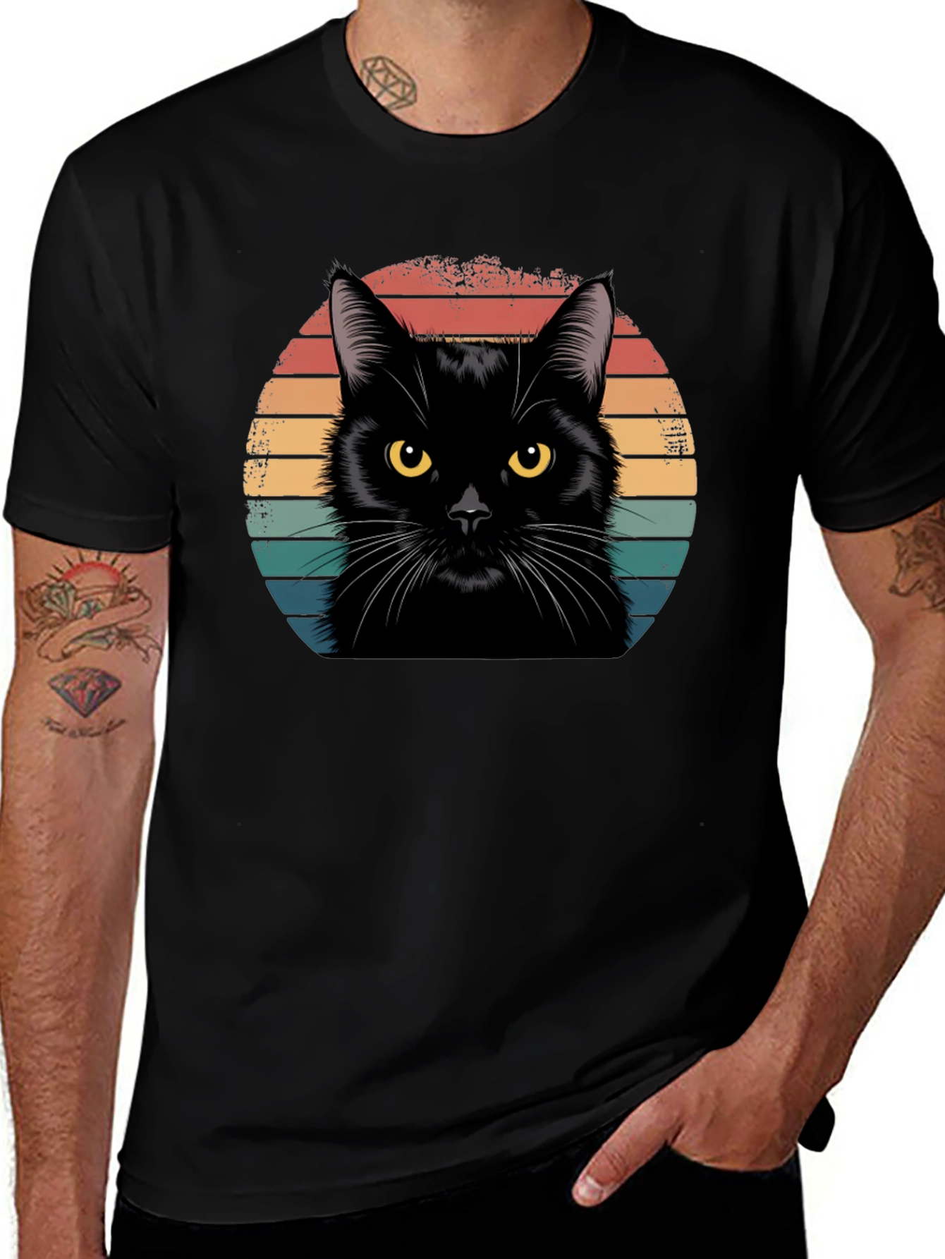 Retro Black Cat T-Shirt - Vintage Style Tee