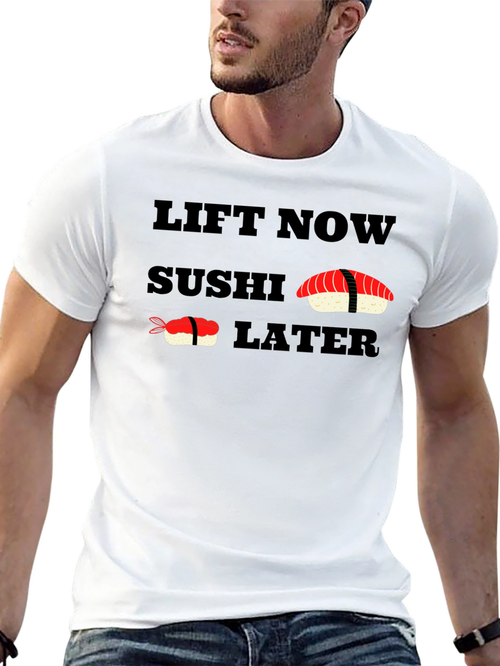 Lift Now Sushi Later Black T-Shirt