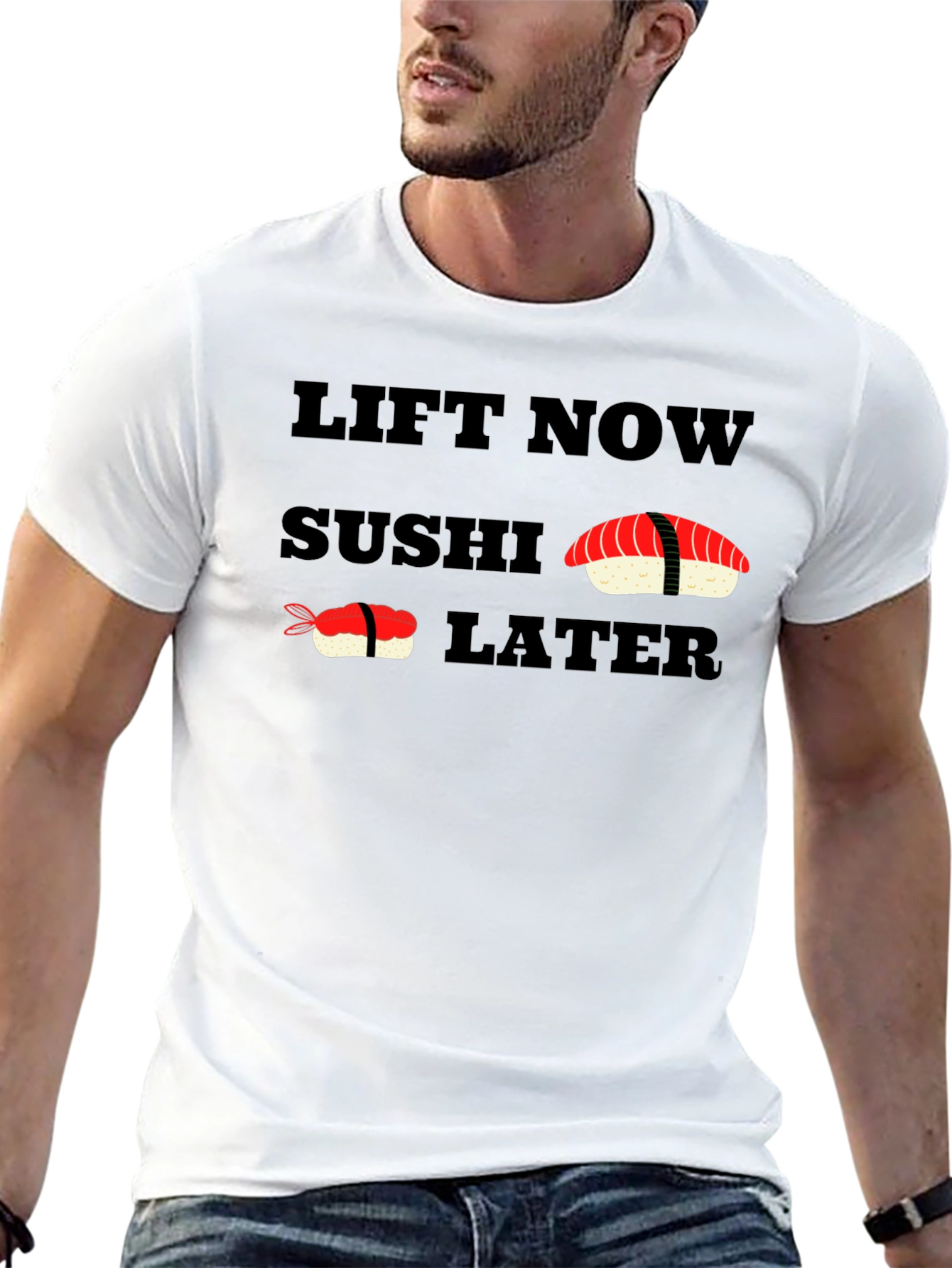 Lift Now Sushi Later Black T-Shirt