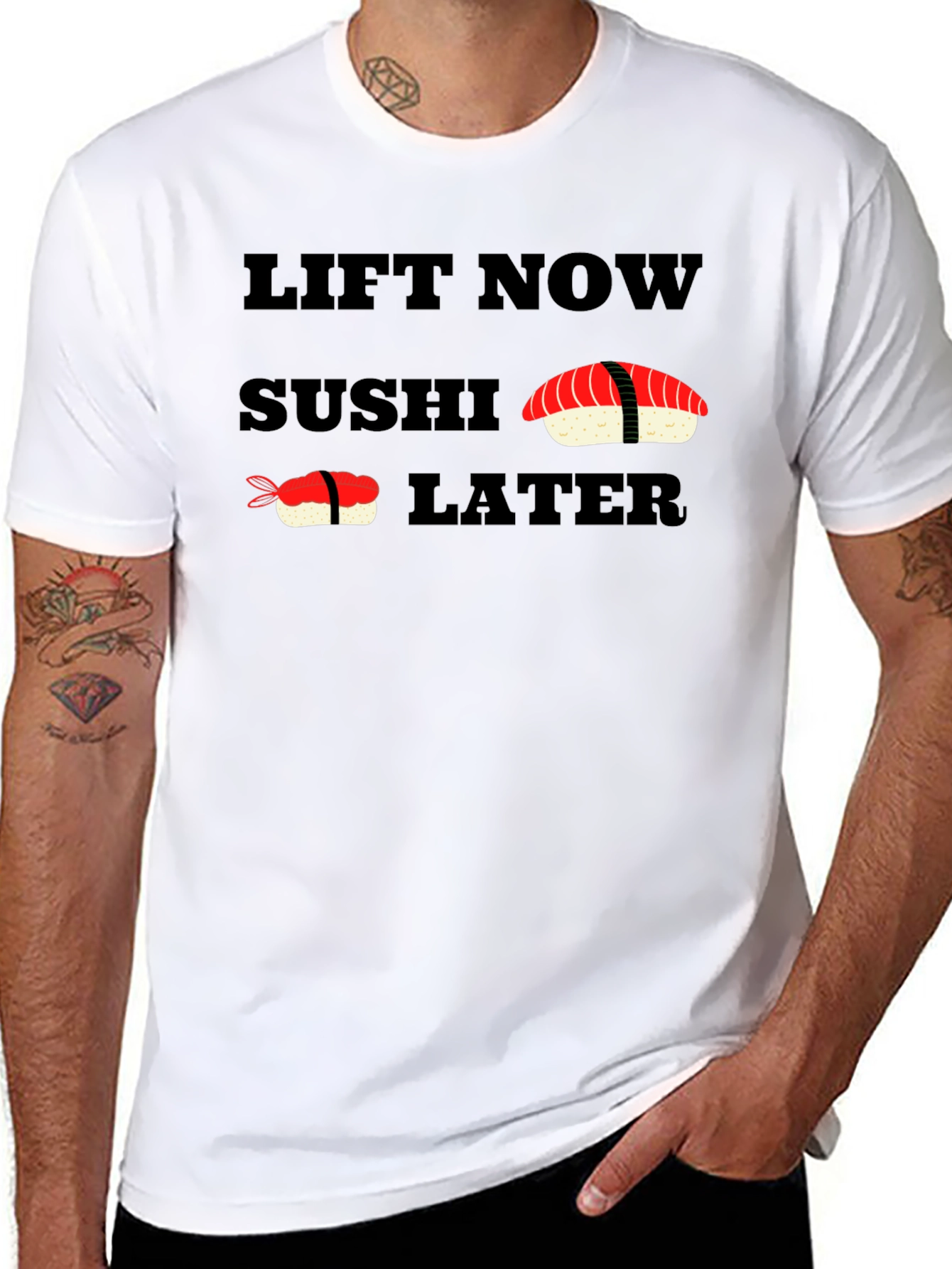 Lift Now Sushi Later Black T-Shirt