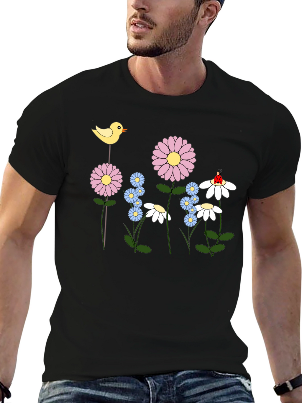 Floral Cartoon T-Shirt