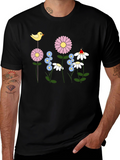 Floral Cartoon T-Shirt