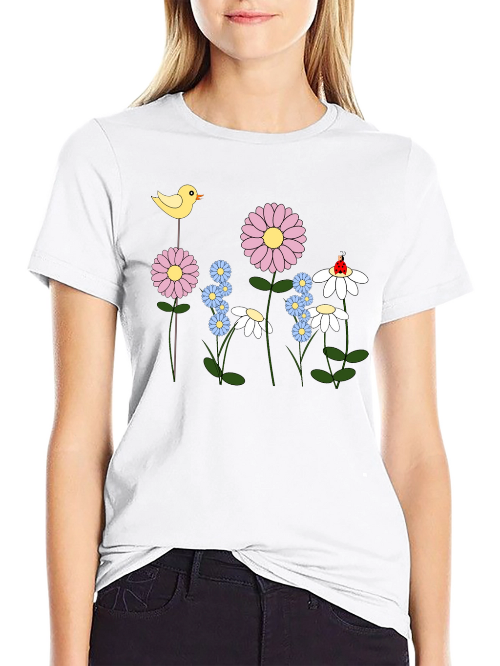 Floral Cartoon T-Shirt