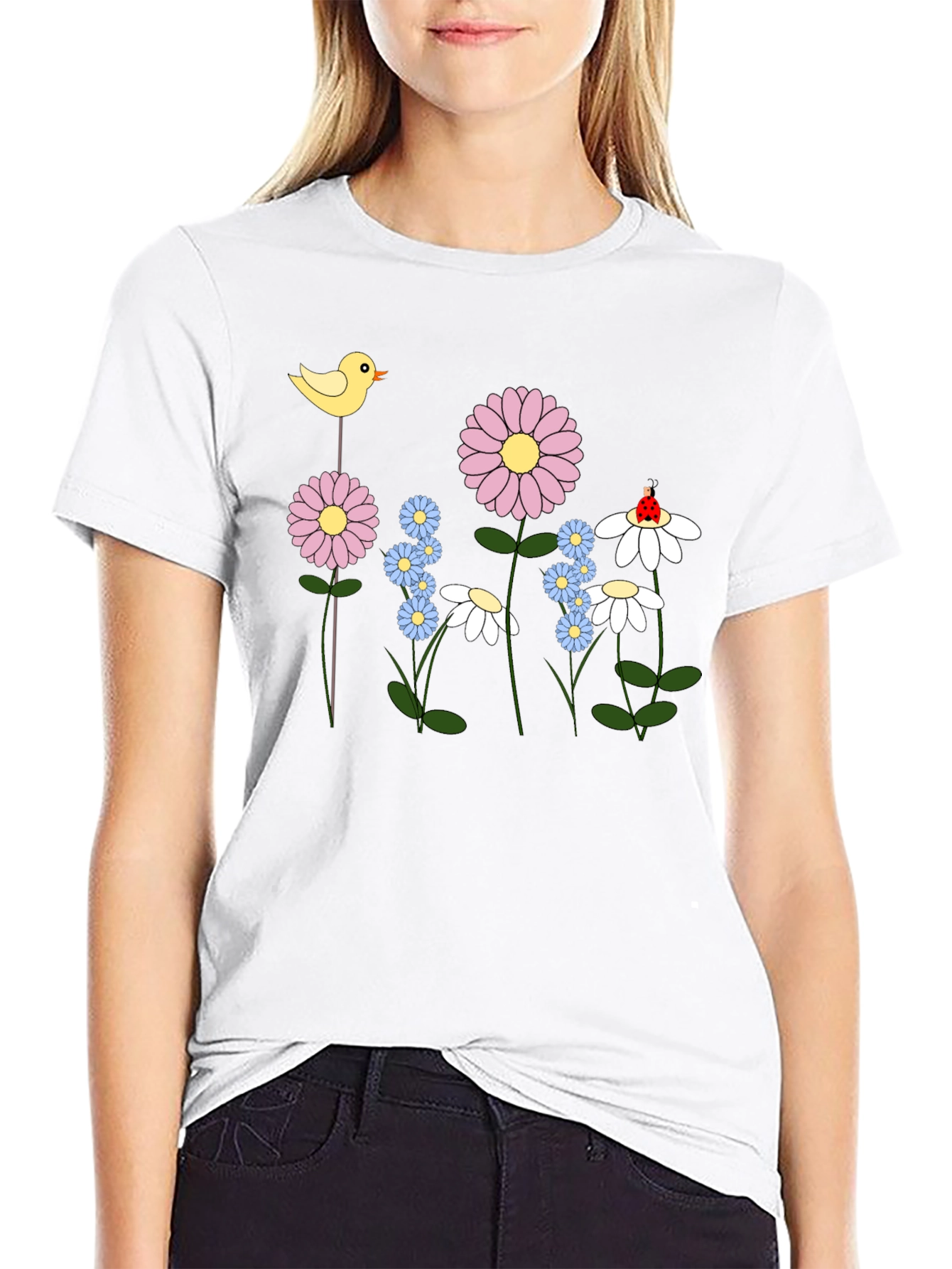 Floral Cartoon T-Shirt