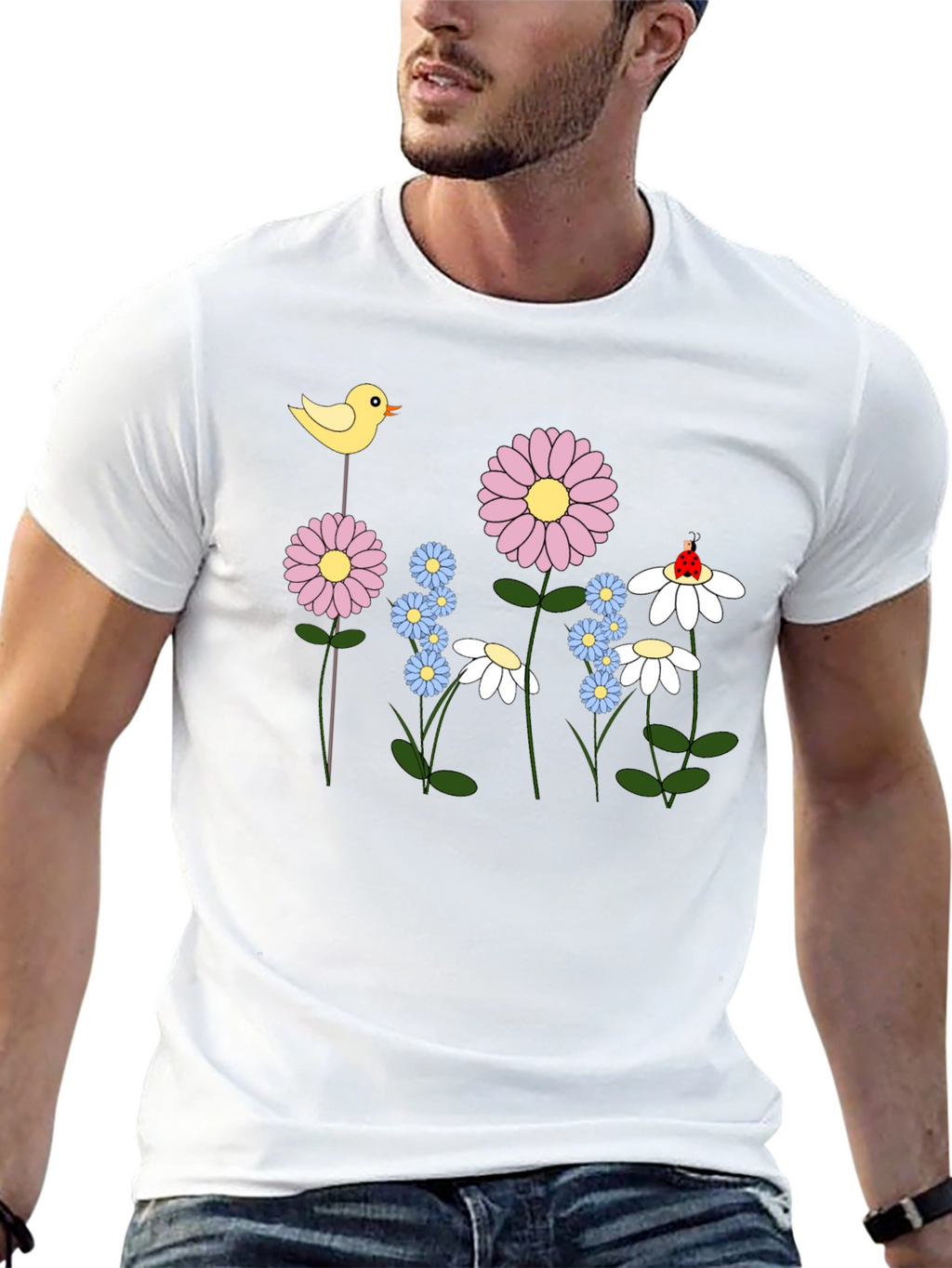Floral Cartoon T-Shirt