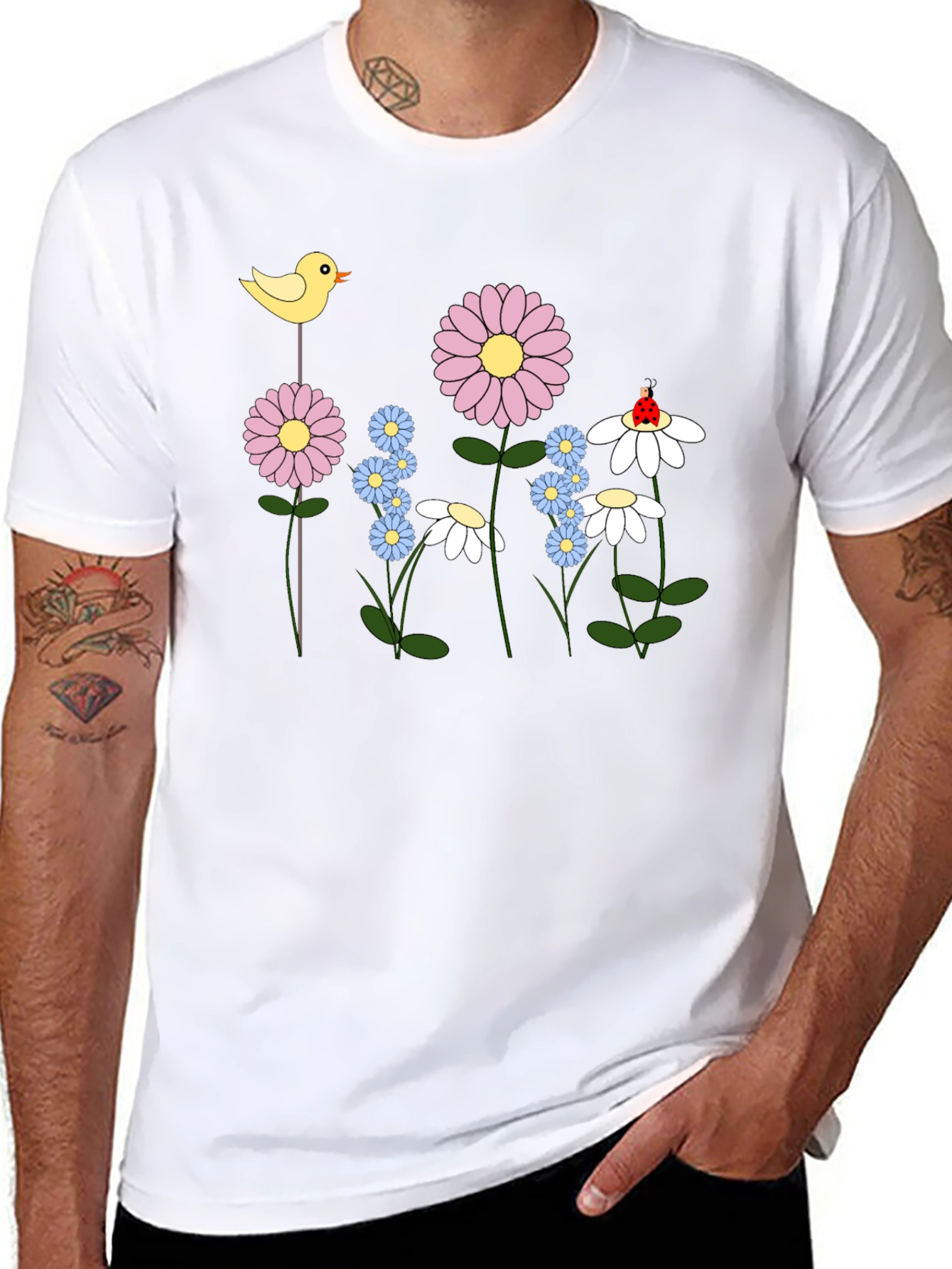 Floral Cartoon T-Shirt