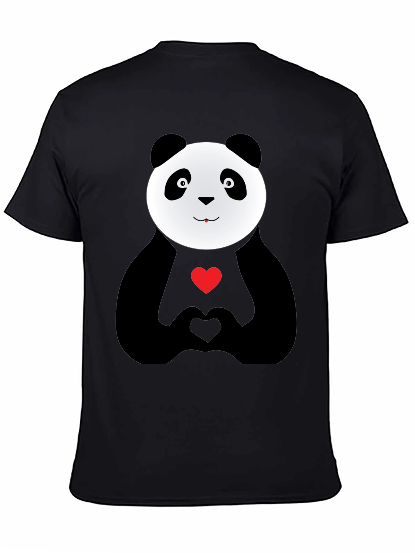 Cute Panda Heart Hands Graphic T-Shirt