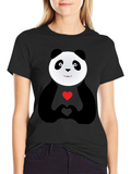 Cute Panda Heart Hands Graphic T-Shirt