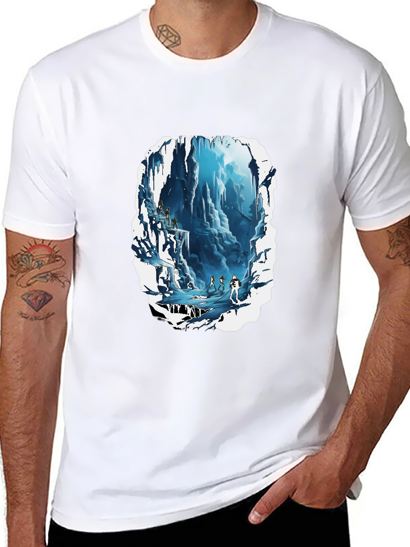 Icy Cave Adventure T-Shirt - Bold Graphic Tee