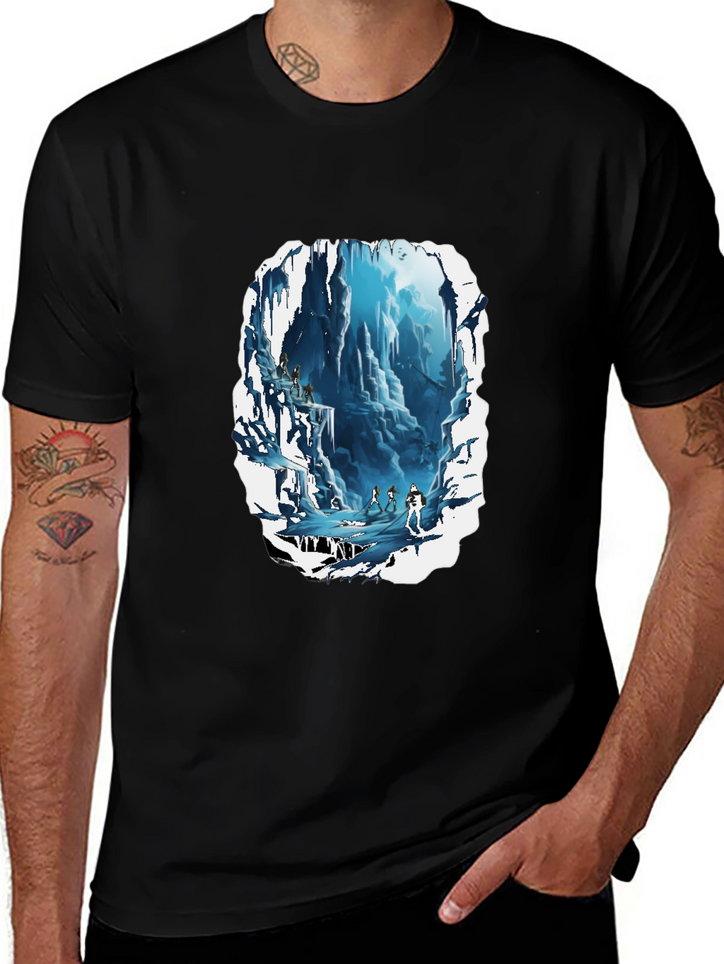 Icy Cave Adventure T-Shirt - Bold Graphic Tee