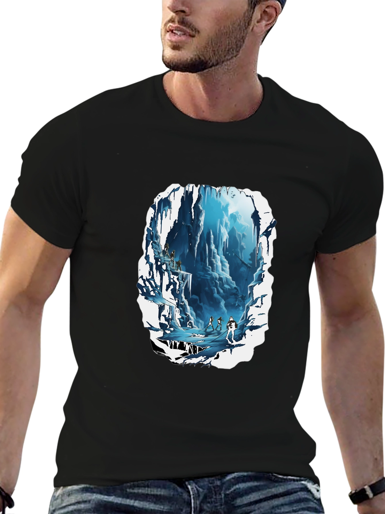 Icy Cave Adventure T-Shirt - Bold Graphic Tee