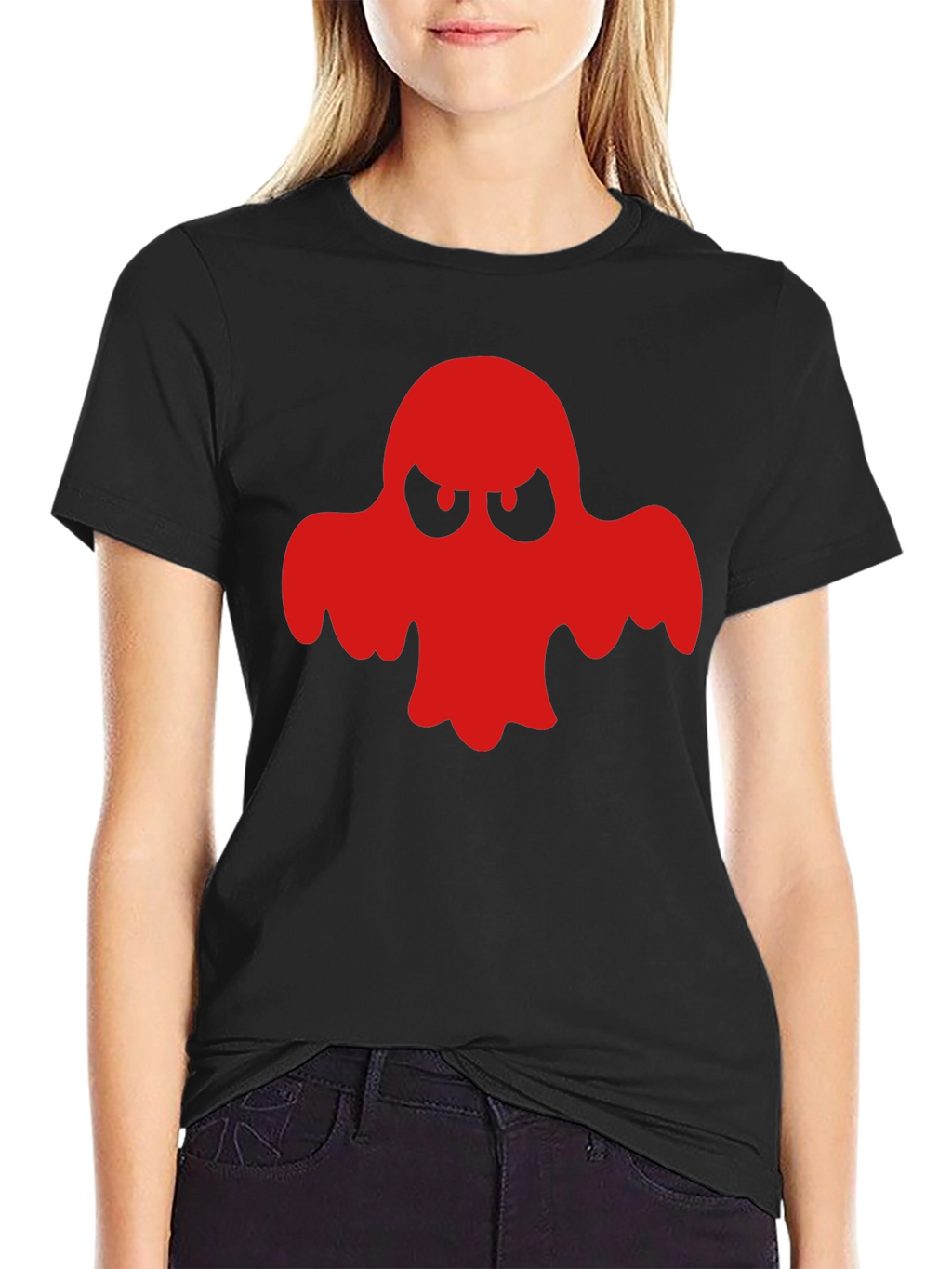 Red Ghost Graphic Black T-Shirt - Halloween