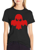 Red Ghost Graphic Black T-Shirt - Halloween