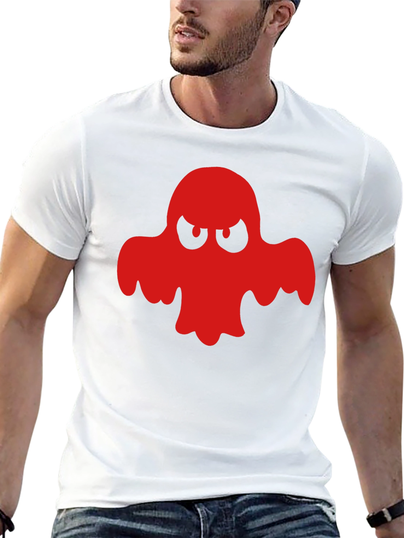 Red Ghost Graphic Black T-Shirt - Halloween