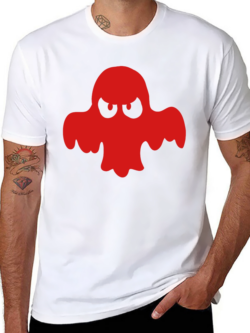 Red Ghost Graphic Black T-Shirt - Halloween