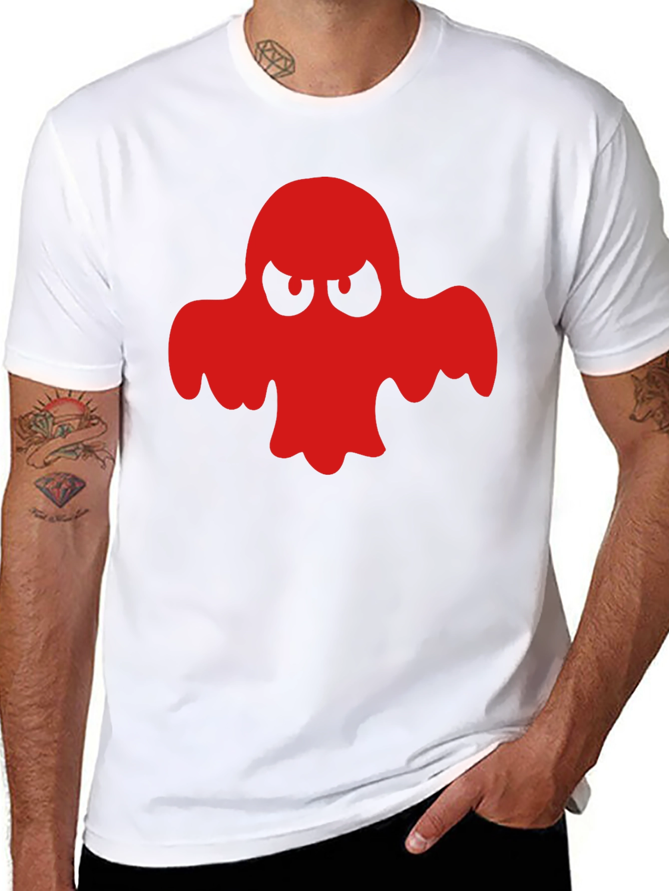 Red Ghost Graphic Black T-Shirt - Halloween