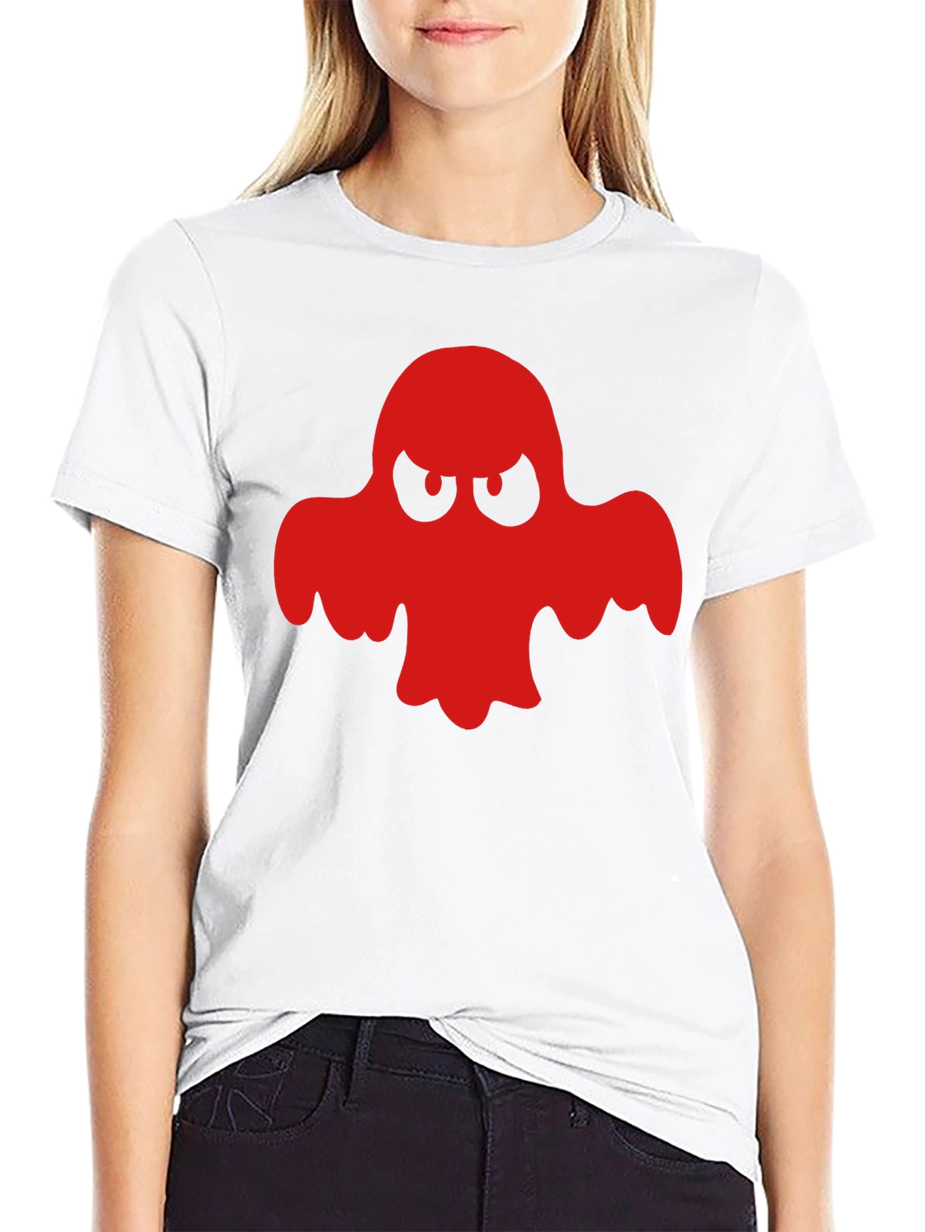 Red Ghost Graphic Black T-Shirt - Halloween