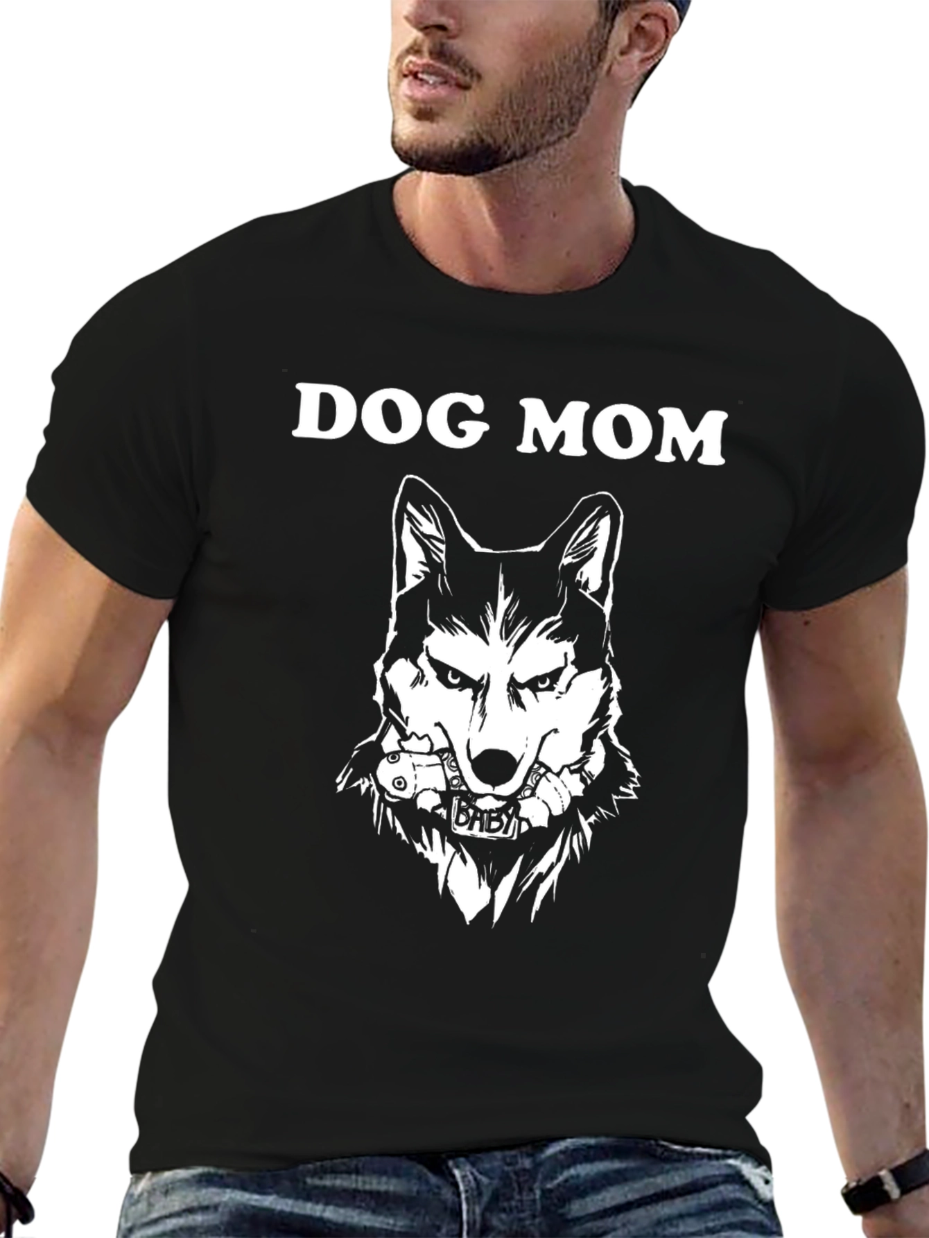 Dog Mom Graphic Tee - Wolf Design