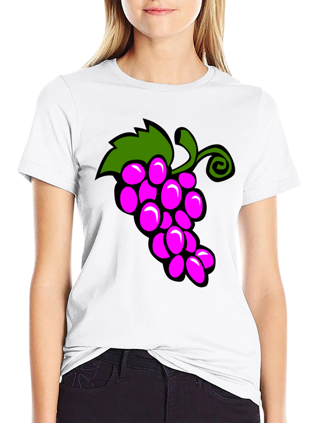 Funny Grapes Graphic Black T-Shirt