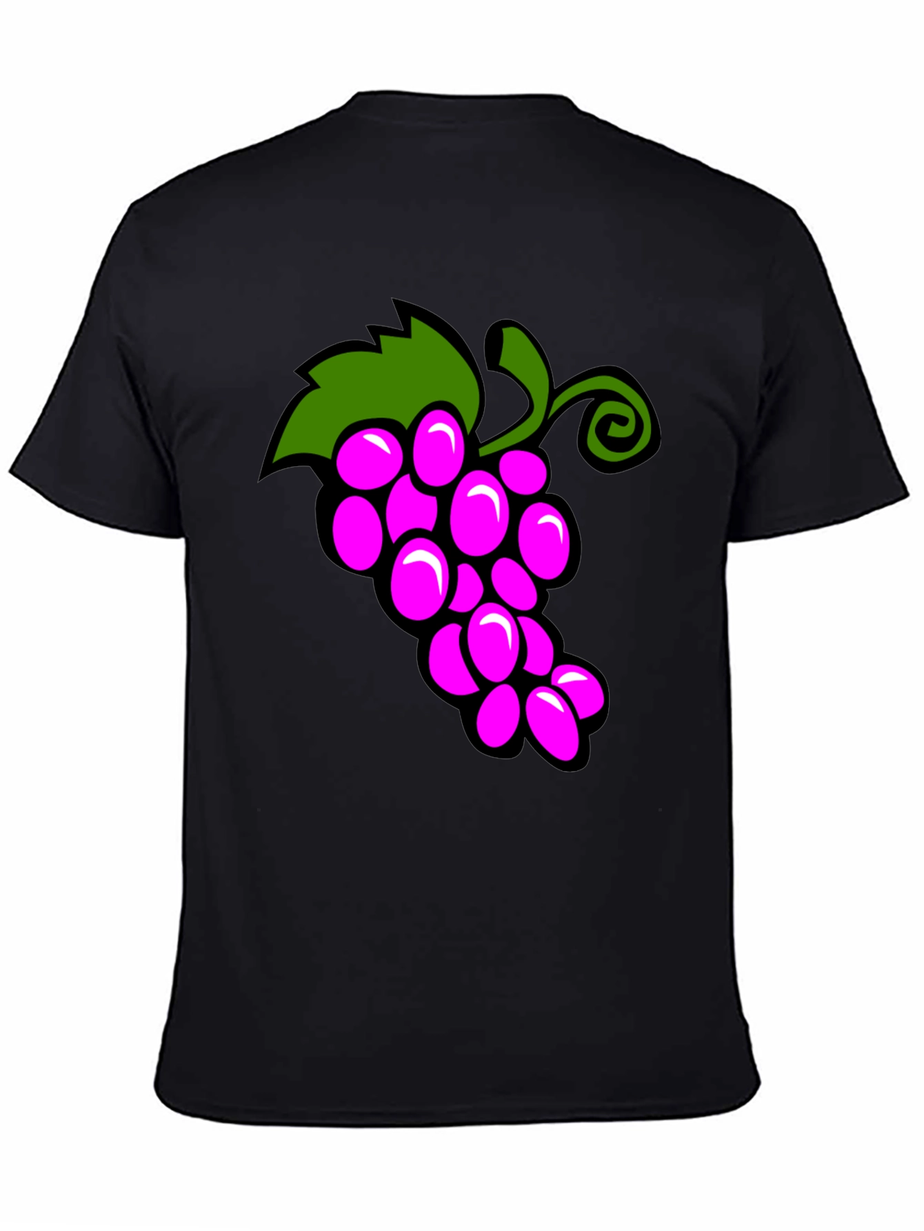Funny Grapes Graphic Black T-Shirt