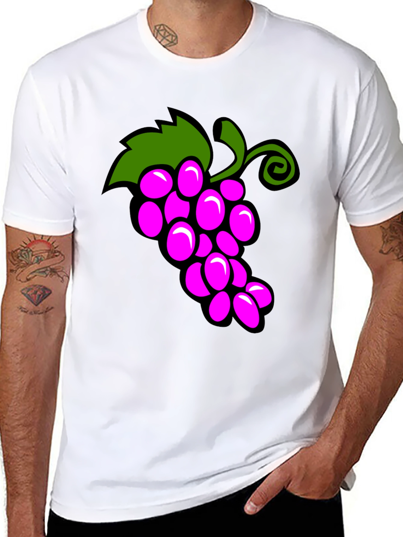 Funny Grapes Graphic Black T-Shirt