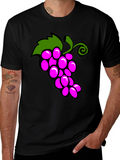 Funny Grapes Graphic Black T-Shirt