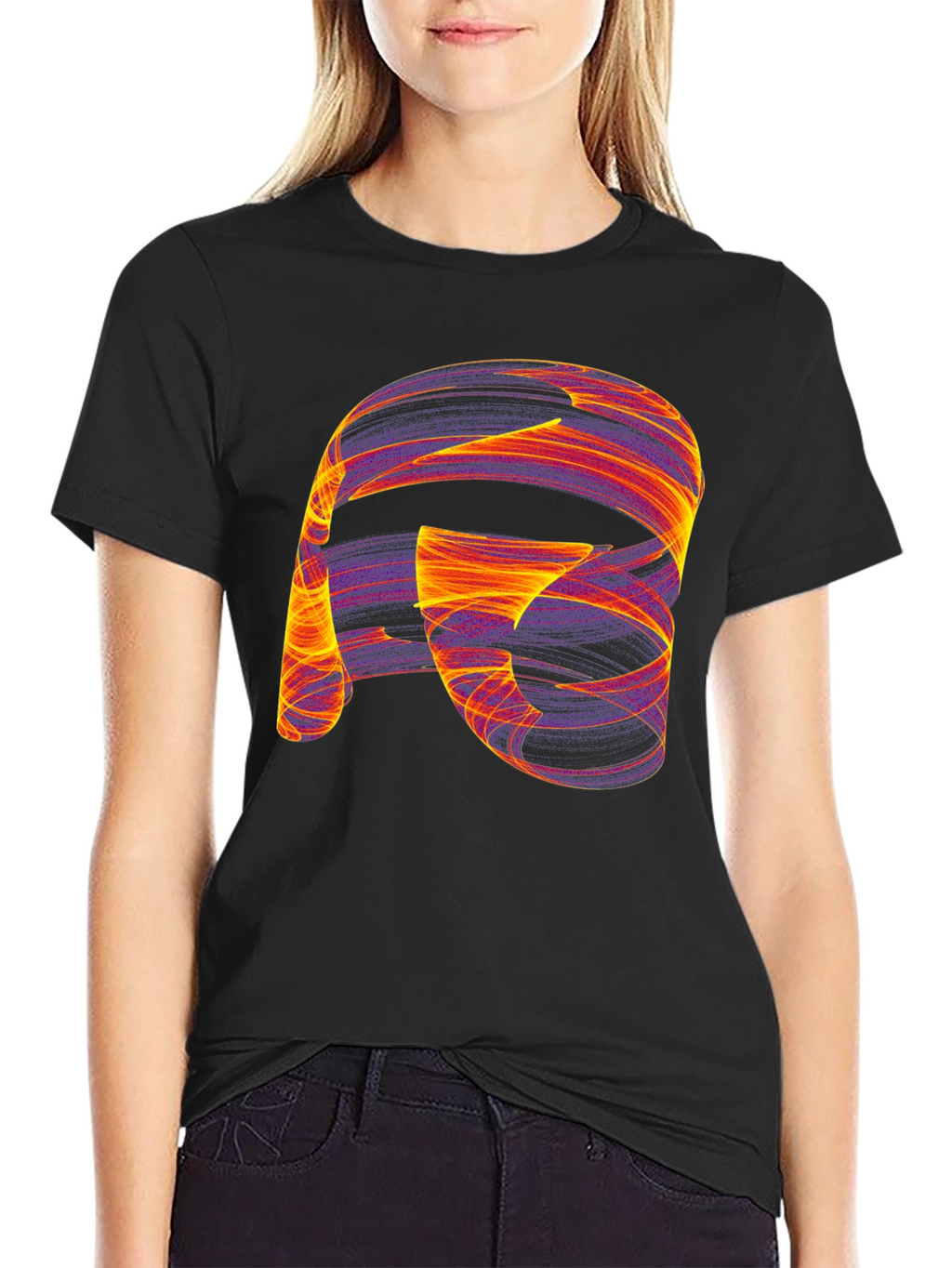 Abstract Swirl Graphic Black T-Shirt