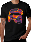Abstract Swirl Graphic Black T-Shirt