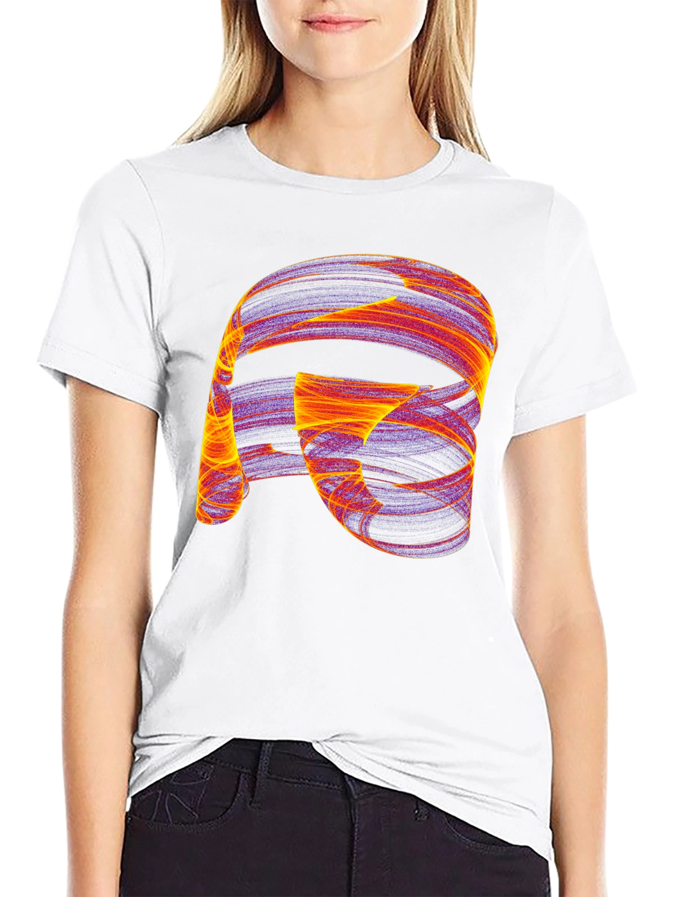Abstract Swirl Graphic Black T-Shirt