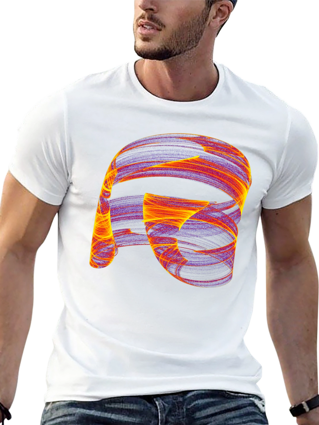 Abstract Swirl Graphic Black T-Shirt